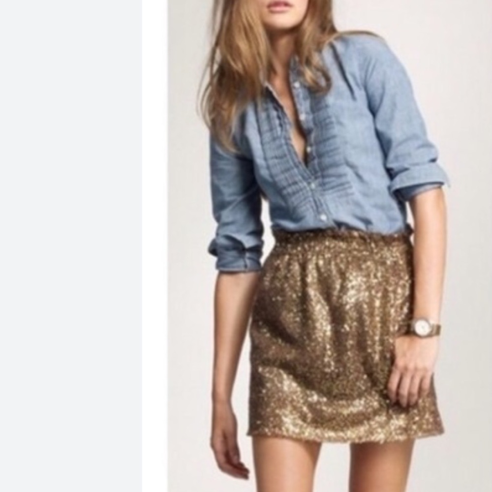 J. Crew Gold Sequin Skirt